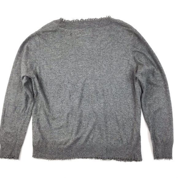 Dana Ashkenazi sweater raw edge V-neck oversized Grey wool thin loose minimalist - Picture 4 of 6